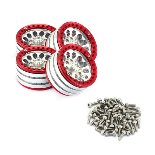 Set cerchi ruote mozzo pneumatici 4 pz 1,9"" perline per cingolati RC 1/10 SCX10 TRX4 D90 - Foto 11 di 12