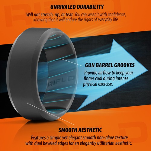 Taktischer Silikon Ehering, schwarzer Silikonring, Herren Gummiring, Männerring - Bild 4 von 10