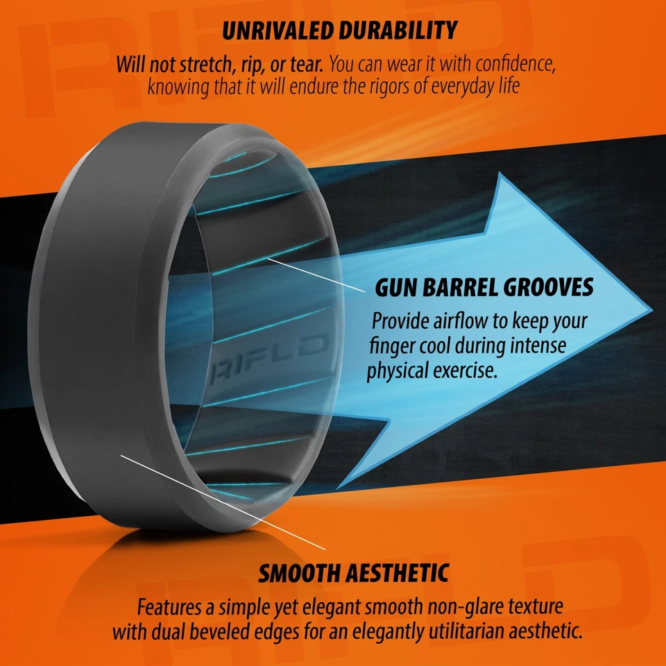 Тактическое силиконовое обручальное кольцо, черное силиконовое кольцо, мужское резиновое кольцо, мужское кольцо - Изображение 4 из 4