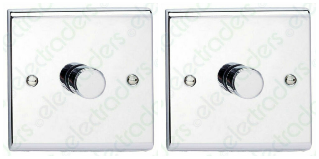 2 x Deta SD1414CH Universal LED Dimmer Switches 1 Gang 2 Way 3250W