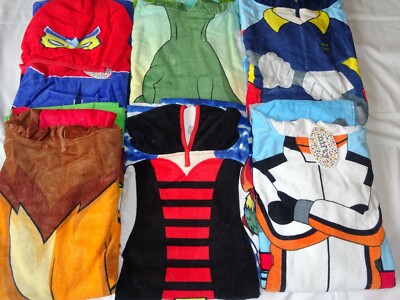 100 % Baumwolle Jungen Poncho Kapuze Strandtuch Alter 5-9 tolle Designs neue Designs