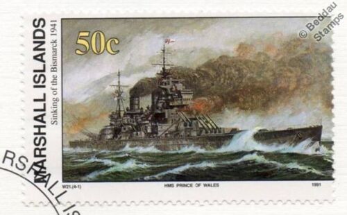 1941 HMS PRINCE OF WALES Battleship Sinking of Bismarck Warship WWII Stamp FDC - Picture 3 of 3