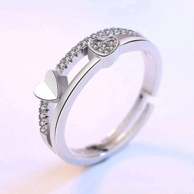 Damenring Herz mit Zirkonia Ring größenverstellbar Damen Silber 925 Geschenk - Bild 3 von 4