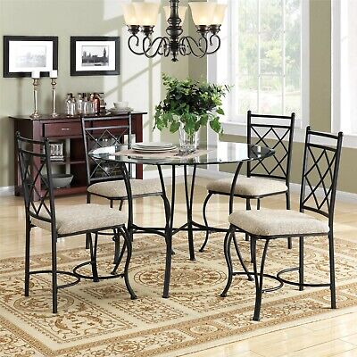 Dining Room Table Set Round Glass, Round Glass Kitchen Table Set For 4
