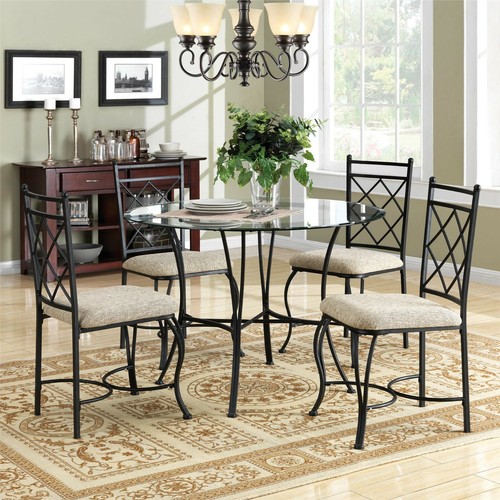 Dining Room Table Set Round Glass Kitchen Tables And Chairs Sets Modern 5 Piece Mainstays 5 Piece Glass Top Metal Dining Set, 5 Piece Dinette Set Round Glass Table Top