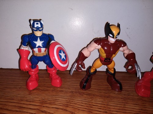 Playskool Marvel 5” Heroes Captain America Hulk Thor Ironman Wolverine Lot Of 6 - Picture 3 of 8