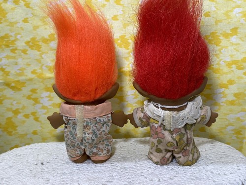 2 Jerséis Russ Vintage Rojo y NARANJA BRILLANTE TROLL 5" Joya Corazón Ovalado  - Imagen 5 de 7