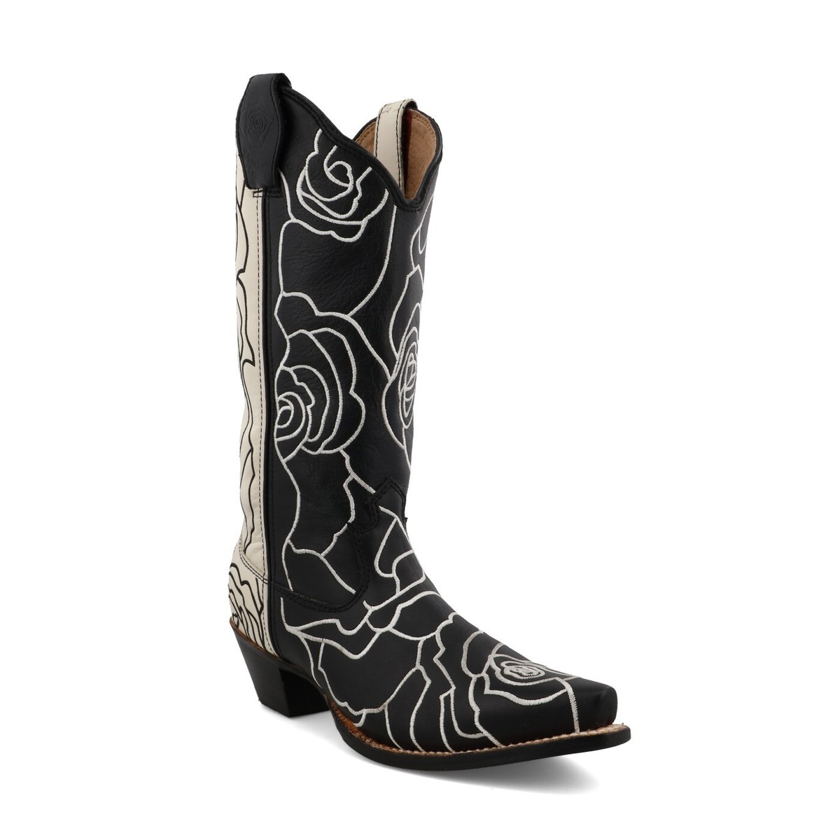 Twisted X Ladies Rose Patterned Black White Western Boots WSO0026
