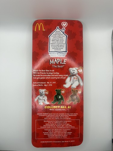 RARE Error 1993 Maple The Bear - 1999 McDonald's Ty Beanie Baby - Bild 2 von 3