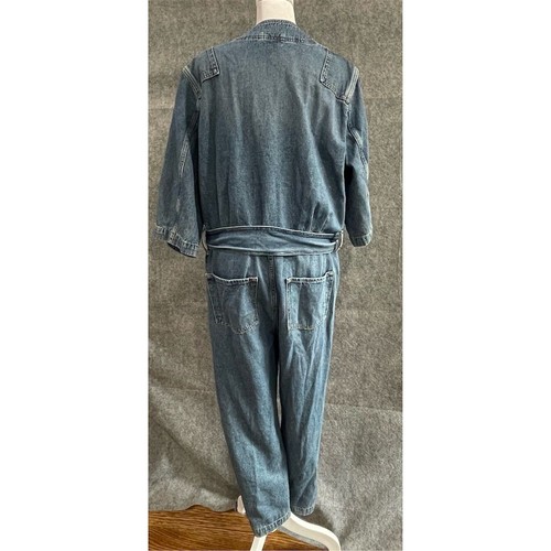 Allsaints Women's Blue Denim Utility Jumpsuit Size 6 Belted Casual - Picture 6 of 16