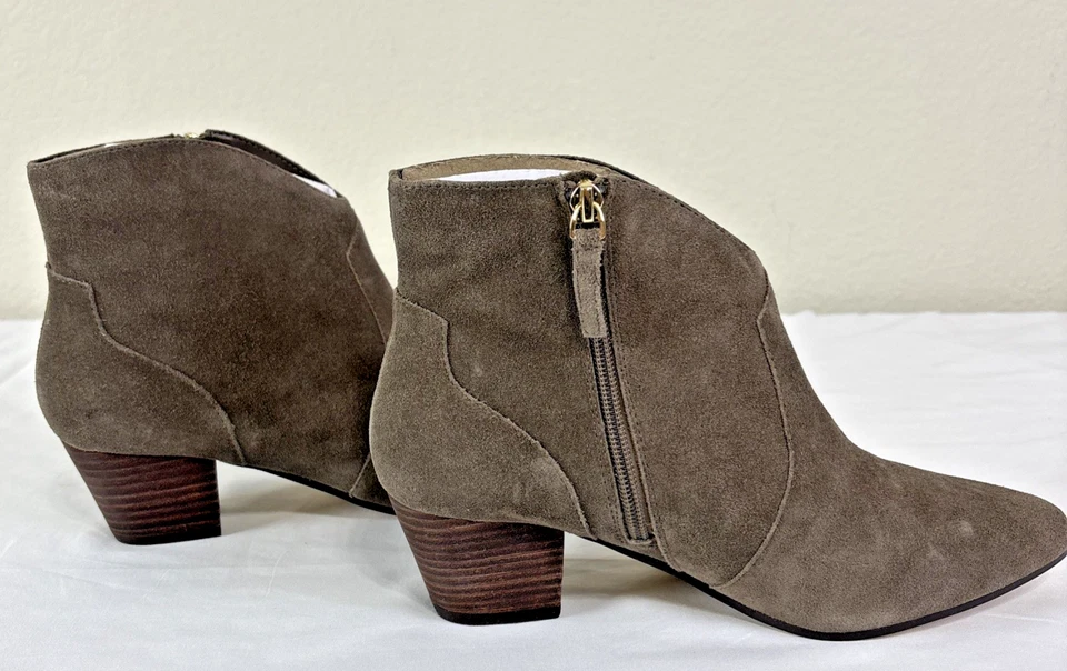 Tahari Harrison Brown Leather Suede Boots Side Zip Ankle Booties 8.5 M Western - Image 4 of 4