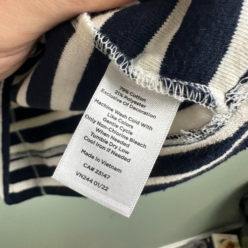 T by Talbots maritimes Frottee gestreiftes Kurzarm Top mit Taschen Gr. P NEU SM? - Bild 6 von 9