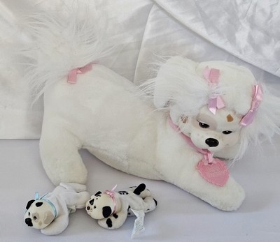 Vintage Puppy Surprise Plush Mom  and 2 Babies White Dogs Hasbro 90s 1991