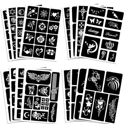 Tattoo Stencils For Kids Adults Henna 16 Sheets Small Big Design Kit Real