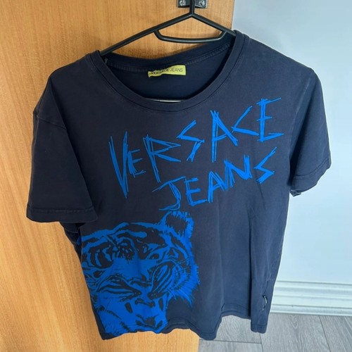 Versace Jeans T-Shirt Herren Tiger Logo Rundhals 100% Baumwolle Navy Blau Größe M