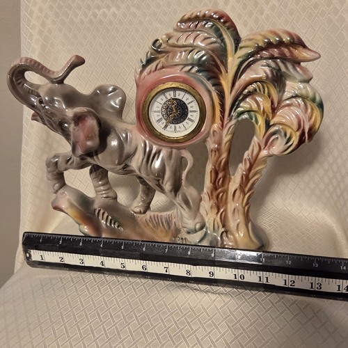 Vintage West Germany Clock Elephant Lusterware Mechanical Mantle MCM Decor - Picture 9 of 10