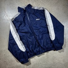 FILA 90s Navy Gray Windbreaker Jacket Medium - Please Read