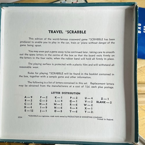 Travel Scrabble Board Game Spear's Games Clip On Tiles Complete Vintage - Picture 9 of 9