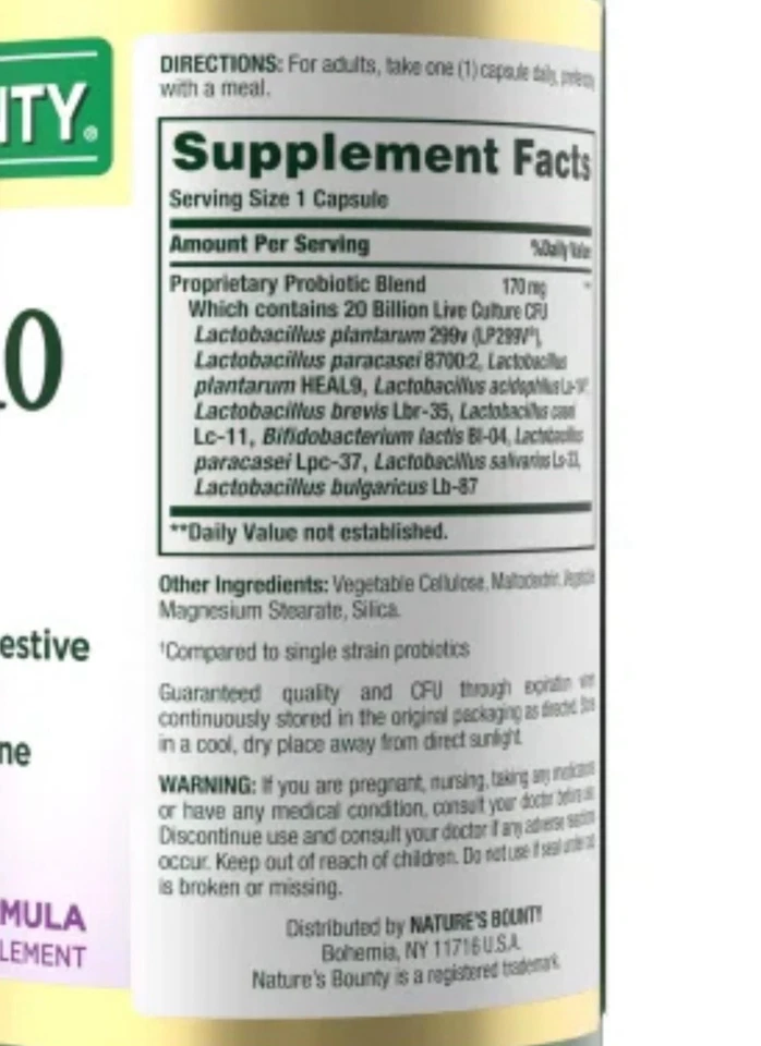 Nature's Bounty Ultra Strength Probiotic 10, 70 Capsules - Изображение 4 из 4