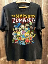 Vtg The Simpsons Zombies cartoon short sleeve tee black color shirt KV35949