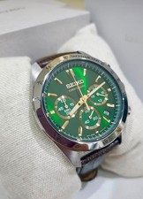 Seiko SBTR017 Chronograph Green Dial Quartz Men’s Watch Leather Strap
