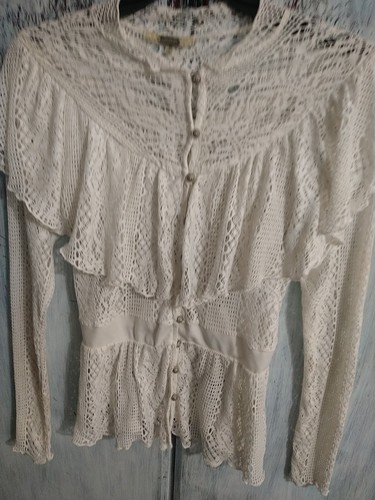 Gimmicks Ruffled Lace/Crotchet Top Md Y2K Vintage Cottage Core Peasant Feminine - Picture 3 of 12