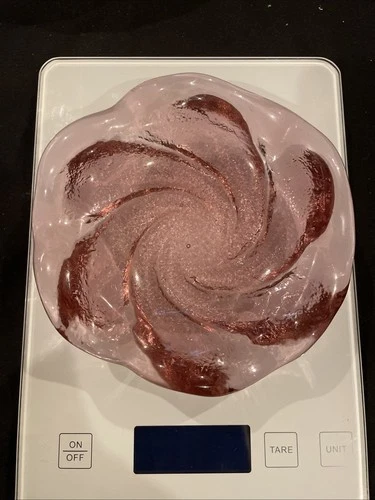 Fenton Art Glass Cranberry Pink Swirl Trinket Dish Ashtray Heavy 5 1/2”