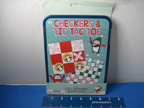 Horizon Checkers & Tic Tac Toe. 2 in 1 Tin Box Game Set - Picture 8 of 14