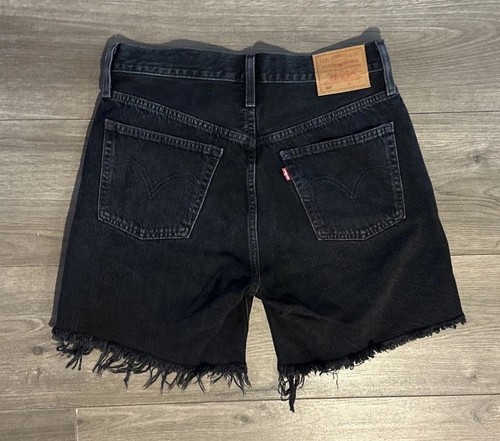Levi’s Premium 501 abgeschnittene schwarze Denim-Shorts mit 6 Zoll Schrittlänge Damengröße 26 schwarz - Bild 1 von 17