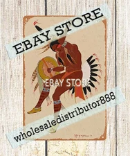 1930s Kiowa native American Indian art Shield Dancer by Stephen Mopope tin sign
