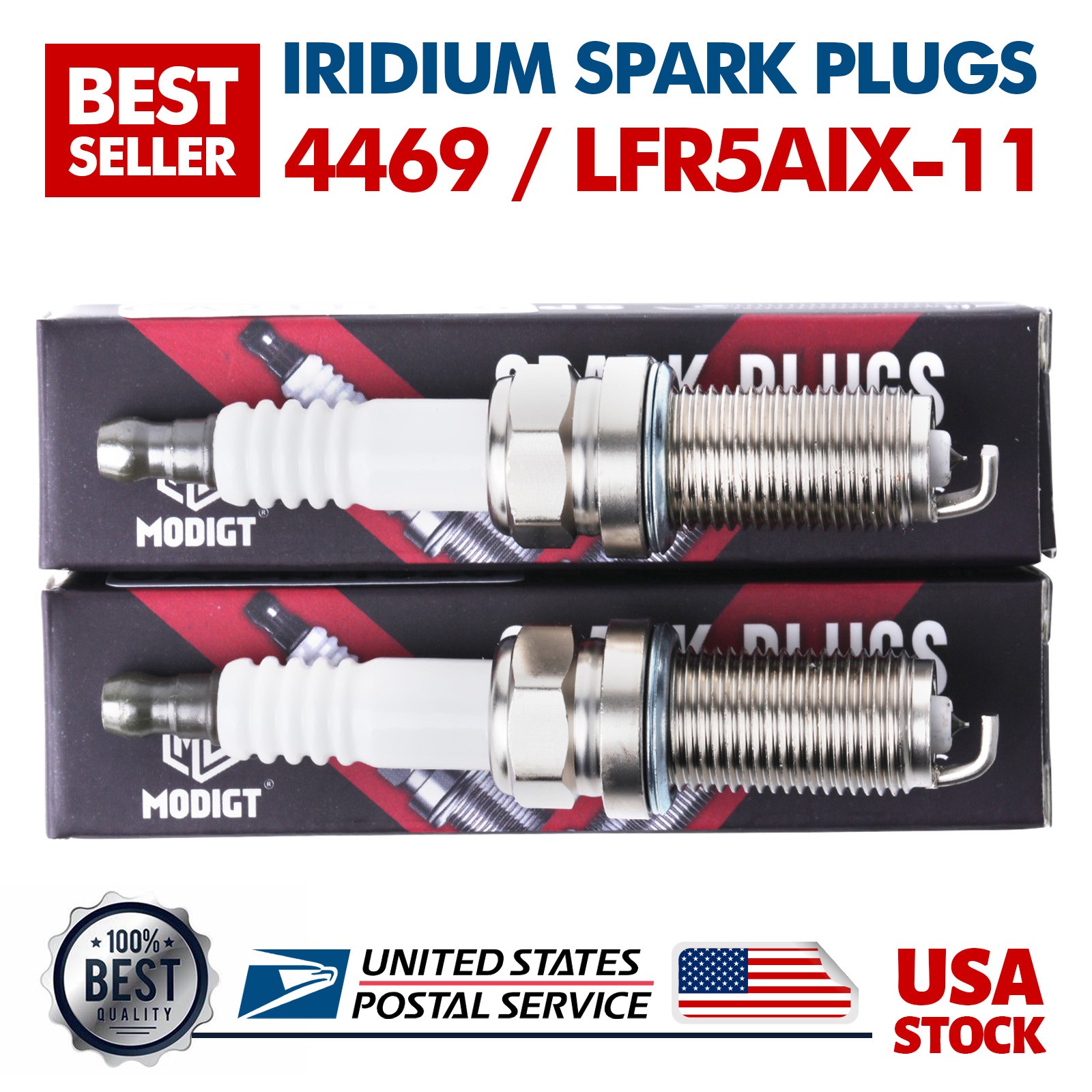 2 Pcs New Quality Iridium 4469 LFR5AIX-11 Spark Plugs For Toyota Nissan Dodge