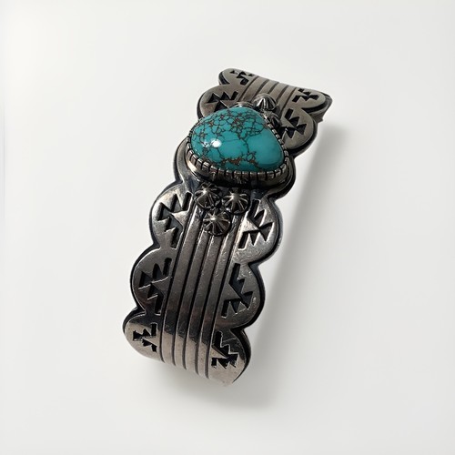 PULSERA BRAZALETE TURQUESA PLATA ESTERLINA NATIVA AMERICANA FIRMADA D CLARK - Imagen 5 de 5