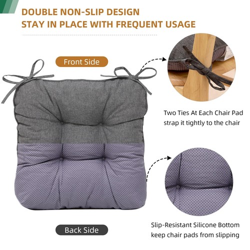 Indoor Chair Cushions 2 Pack Tufted Memory Foam Dining Room Chair Pads with Tie - Picture 5 of 8