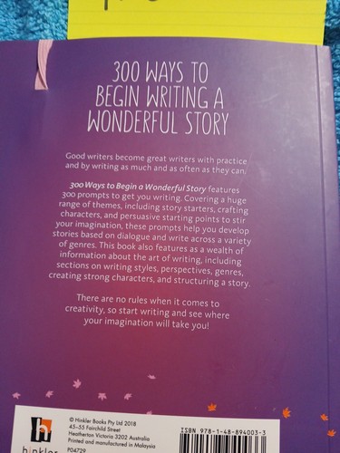 300 Ways To Begin Writing A Wonderful Story. Writing Journal & Notebook - Foto 2 di 7
