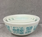 Vintage Pyrex Turquoise Amish Butterprint Nesting Bowl Set