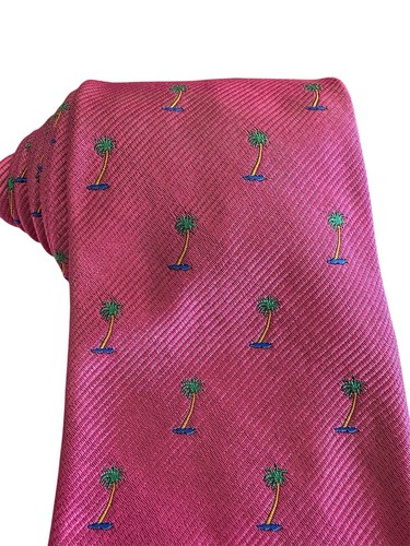 ROBERT TALBOTT Corbata de Seda para Hombre Diseñador Rosa Vibrante Tropical Palmeras Inglaterra - Imagen 8 de 10