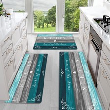 Farmhouse Kitchen Rugs Set of 3 Non-Slip Washable Mats for Floor  Hall