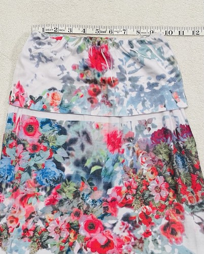 Casa Lee White Fold-Over Waist Multi Floral Mid. Rise Maxi Skirt New Sz S - Picture 5 of 8
