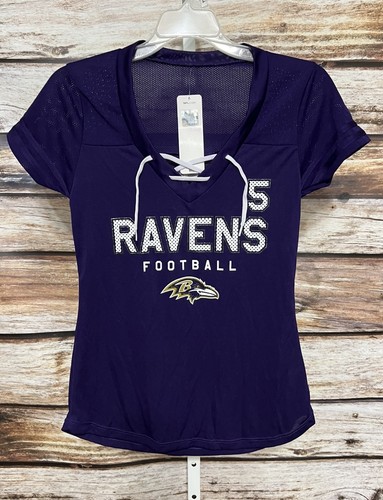 Baltimore Ravens Joe Flacco Nike NFL Women’s Small Lace Up Jersey Top New - Picture 1 of 8