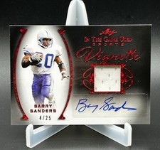 2022 Leaf In The Game Used Barry Sanders Vignette Game Used Patch Auto #4/25 GJ