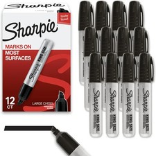 Sharpie King Size Permanent Markers, Large Chisel Tip, Black, 12 Count