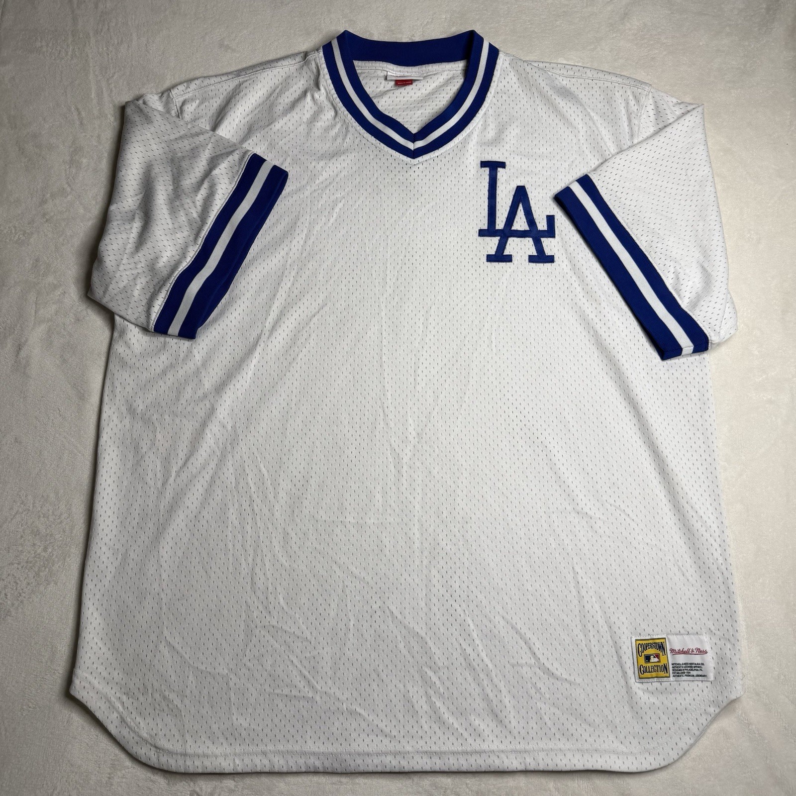 Mitchell & Ness LA Dodgers Cooperstown Throwback Mesh White Jersey Men's Sz 3XL