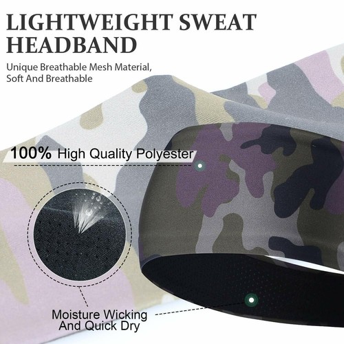 Stretch Sweatband Yoga Gym Running Sport Headband Sweat Head Band for Men Women - Picture 18 of 19