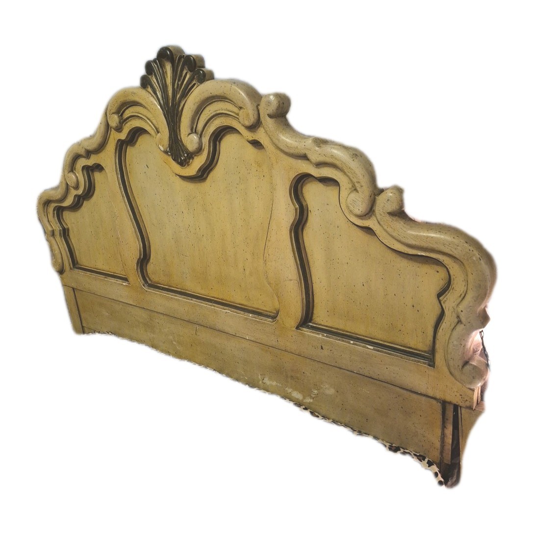 Vintage Yellow Wood Decor Full Sized Headboard 5ft Wide