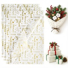 100 Sheets Gold White Tissue Paper Bulk 20x14 Inch Thank You Wrapping Gift