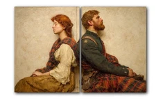 Scottish Couple Art Print, Scotland Cultural Heritage, 2 Set Posters, UNFRAMED