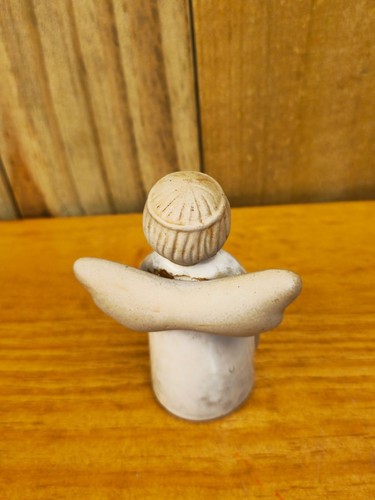 Vintage Glazed Pottery Rustic Angel Figurine - Picture 5 of 11