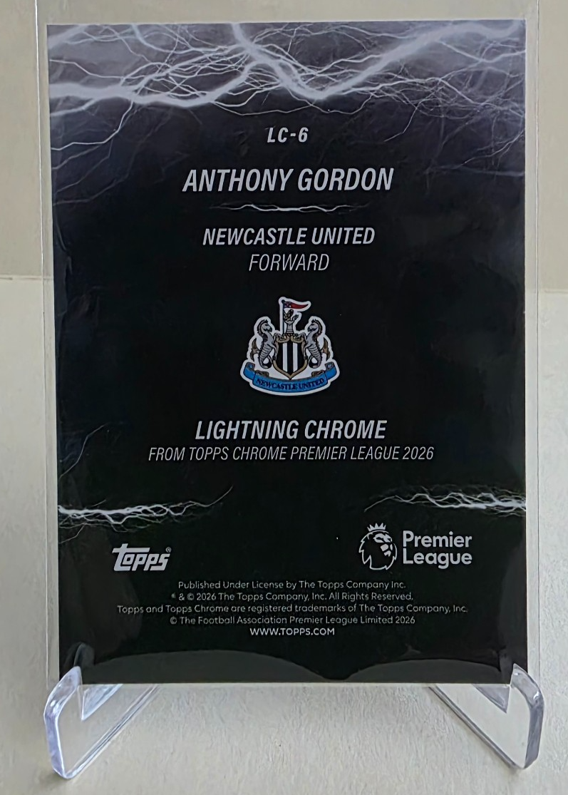 2025-26 TOPPS CHROME PREMIER LEAGUE ANTHONY GORDON LIGHTNING