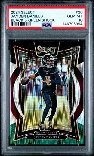 2024 Jayden Daniels Panini Select Concourse #26 Black & Green Shock Prizm PSA 10