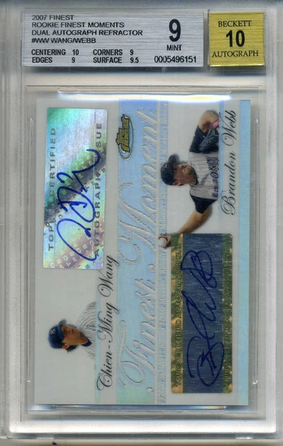 2007 Finest Rookie Chien-Ming Wang Brandon Webb Dual Auto #'d 18/25 BGS9w/10